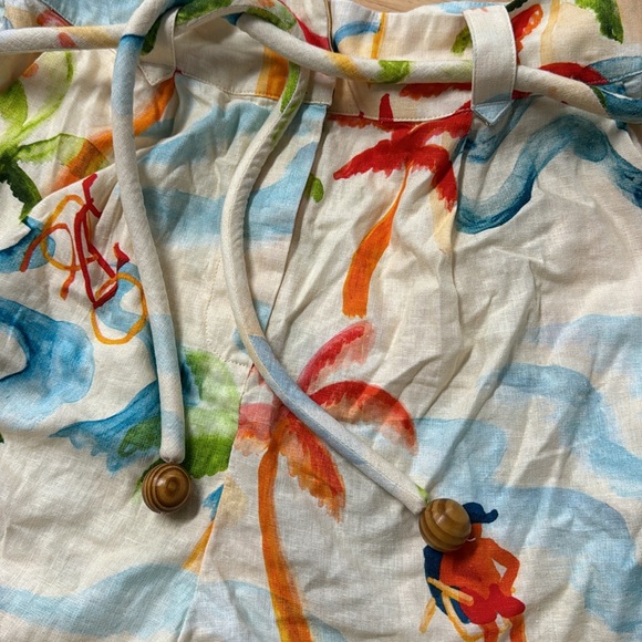 Farm Rio Shorts Copacabana Pattern High Waisted Linen M - Picture 3 of 6